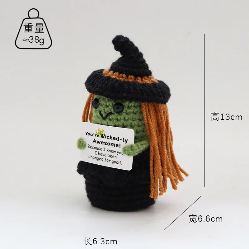 Handmade Crochet Halloween Doll Finished Product Positive Energy Yarn Toy Soft Plushie Stuffed Animal Hug Card Gift