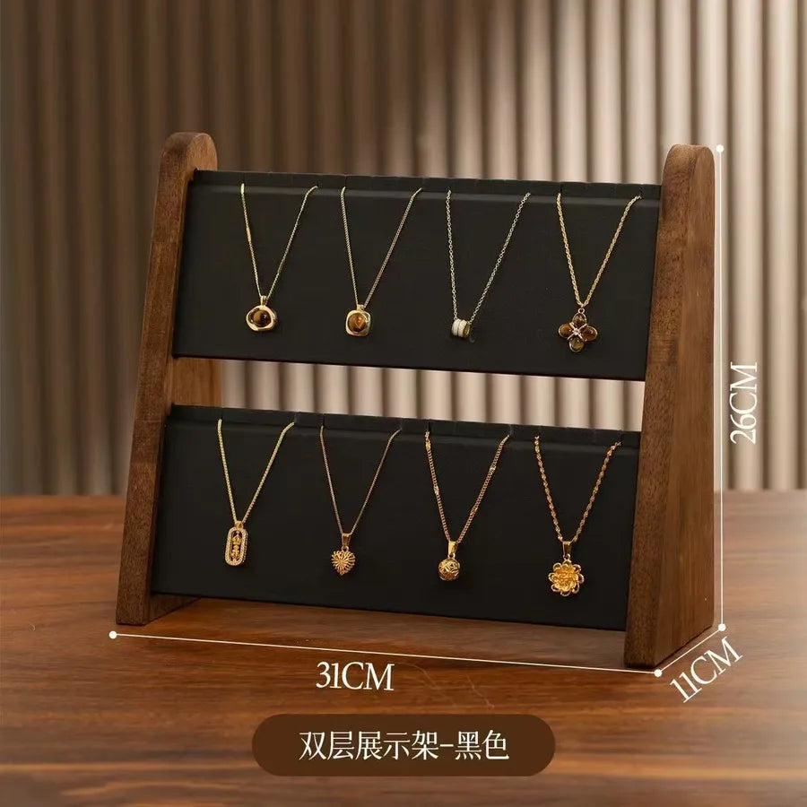 Walnut Wooden Slope Display Stand Jewelry Earring Storage Rack Bracelet Watch Organizer Modern Simple Style Home Decor
