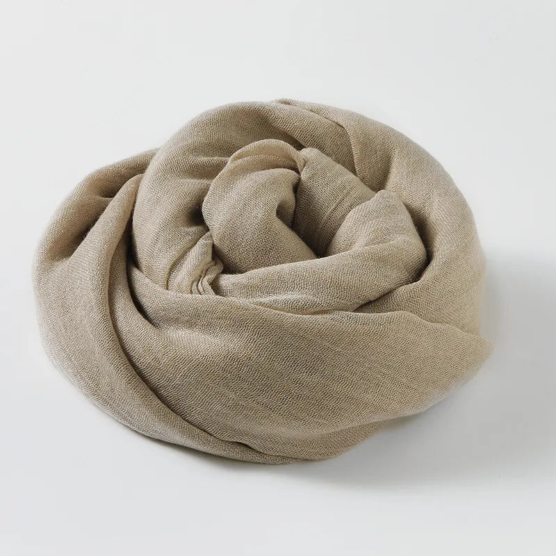 women's simple style solid color cotton and linen silk scarves
