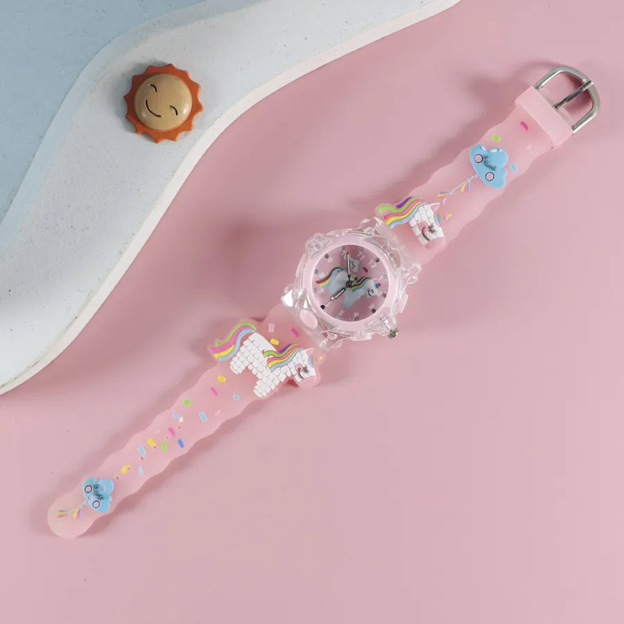 Children's Watch Creative Cartoon Quartz Color Shell Luminous Series Watch Primary School Boys and Girls 3D Viscose Watch
