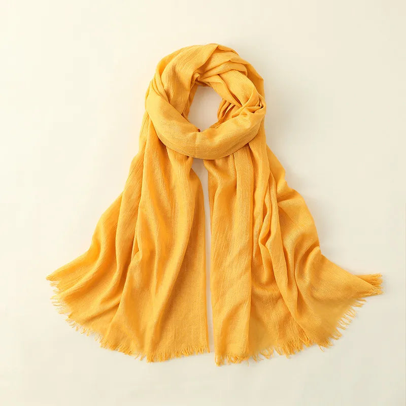 women's simple style solid color cotton and linen silk scarves