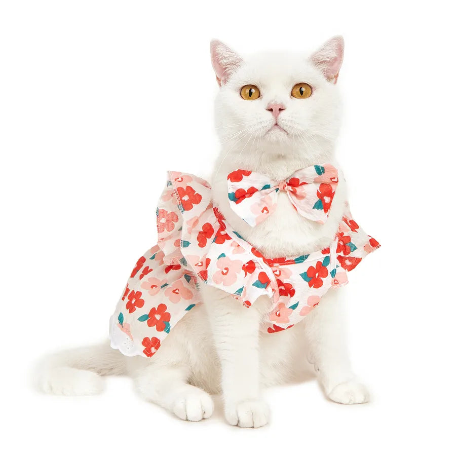 cute cotton flower bow knot pet clothing
