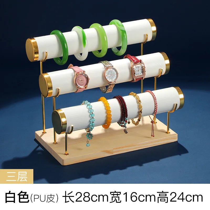 High-End Jewelry Display Stand Multi-Layer Bracelet Holder Watch Storage Rack Novelty Design Wooden Jewelry Accessory Showcase