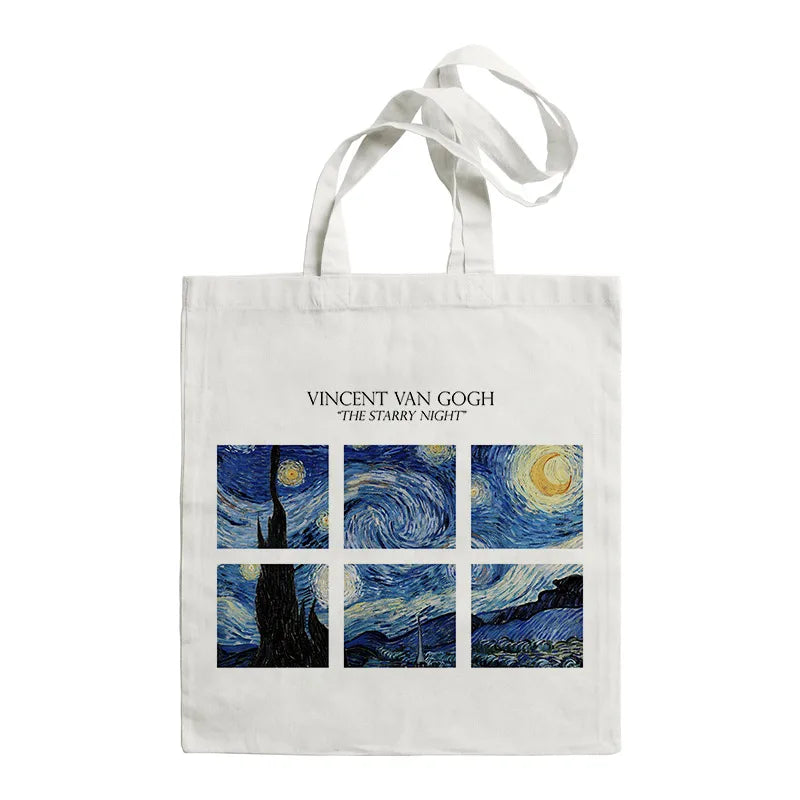 women's retro oil painting shopping bags