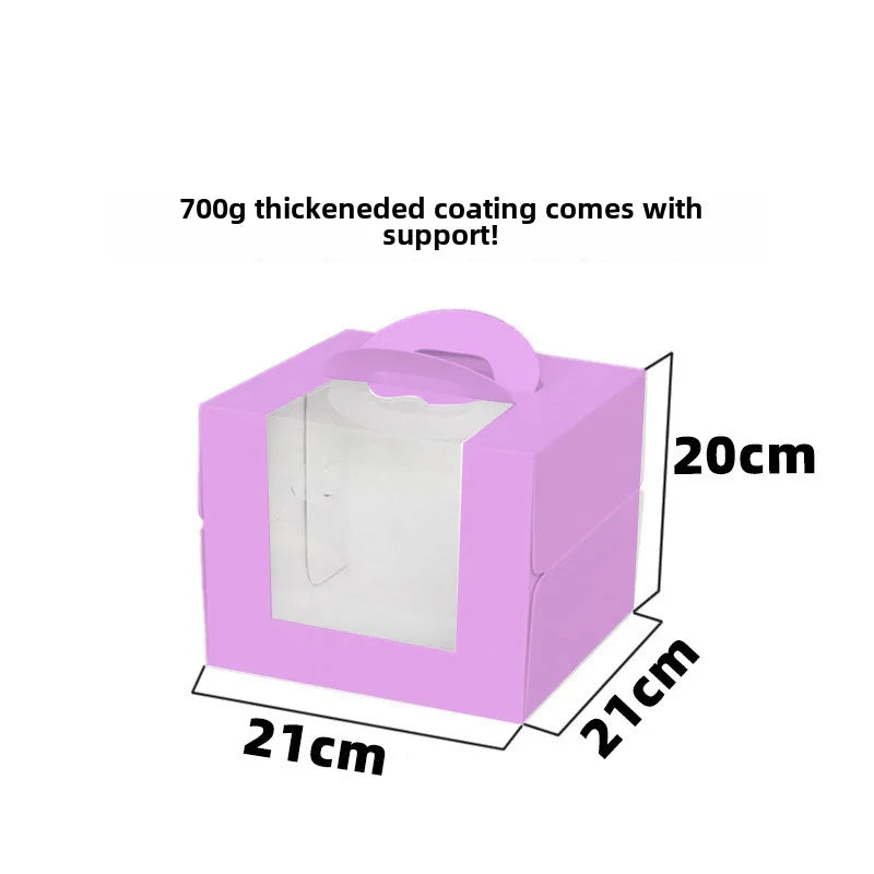 Three three four four six six eight eight inch birthday cake box portable cake box transparent window cake dessert packing box