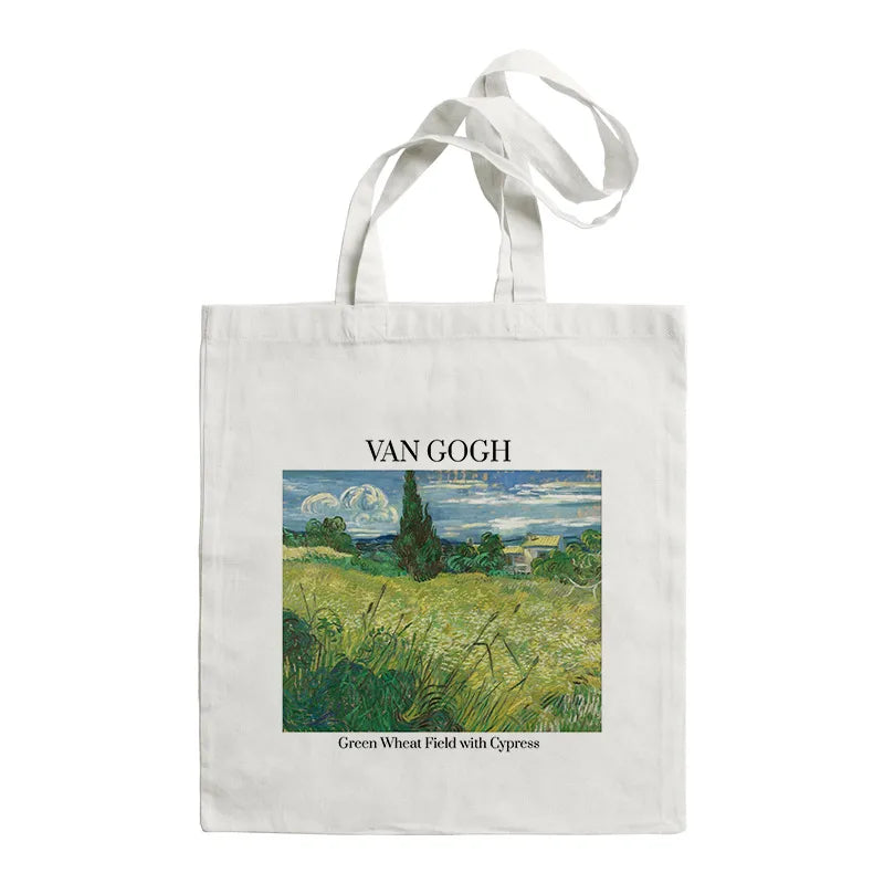 women's retro oil painting shopping bags