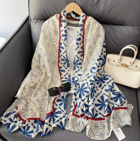 women's fashion star heart shape cotton and linen printing cotton linen scarves