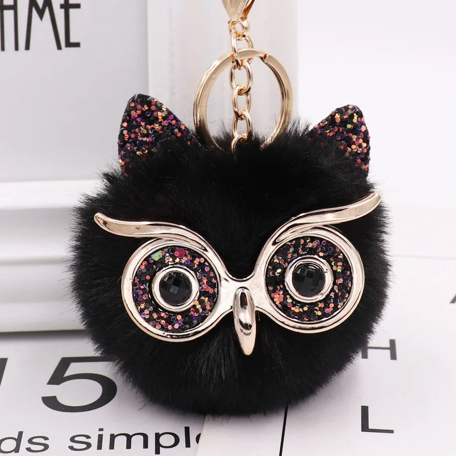 cute owl alloy plush unisex bag pendant keychain 1 piece