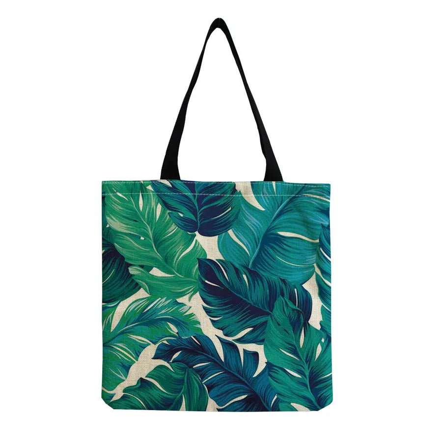 women's tropical leaf shopping bags