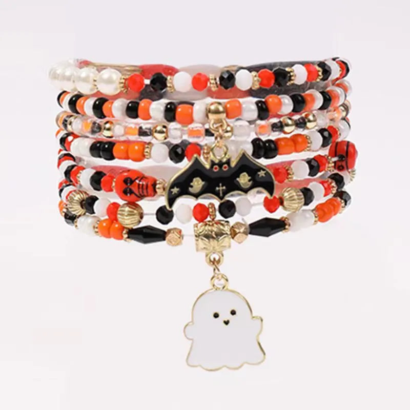Handmade Bohemian Letter Ghost Halloween Bracelet Acrylic Pumpkin Skull Design Unisex Simple Style Bracelet