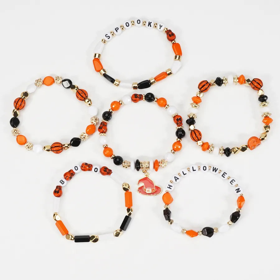 Halloween Party Bracelet Artificial Crystal Soft Clay String Beads Bracelet Pumpkin Ghost Bat Hat Pendant Bracelet Original Design