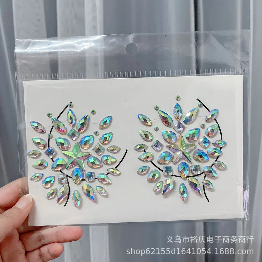 Halloween face stickers chest stickers body tattoo stickers resin acrylic Diamond stickers tattoo stickers wholesale
