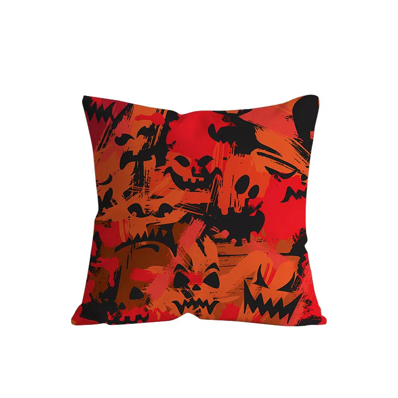 Retro Halloween Skeleton Print Sofa Pillowcase Living Room Decorative Cushion Cover Simple Style Printed Throw Pillow Case