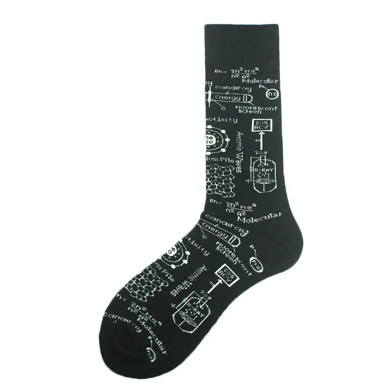 men's fashion cartoon nylon cotton printing crew socks a pair