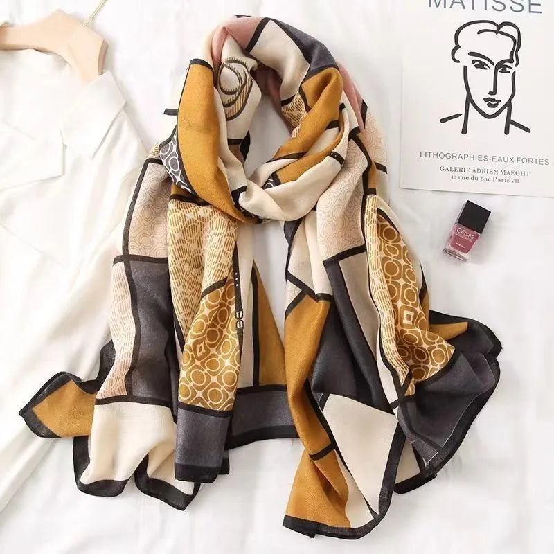 women's fashion star heart shape cotton and linen printing cotton linen scarves