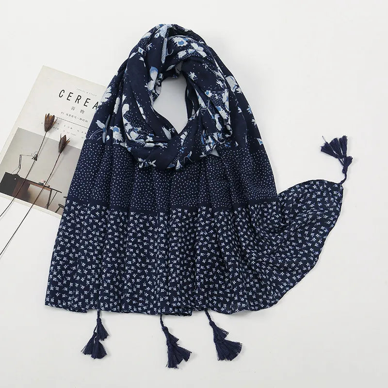 Women's Sweet Color Block Polyester Printing Scarf
