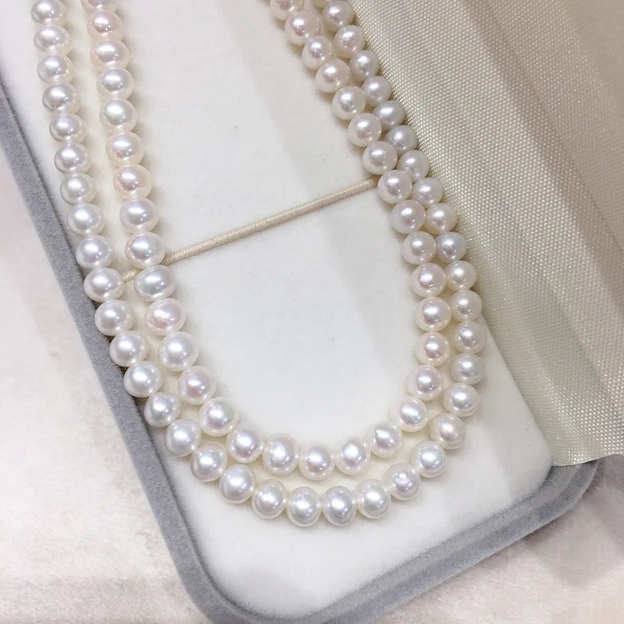 Zhuji Pearl High Brightness Near Round Natural Freshwater Pearl baby Bead Chain Small Rice Bead Pearl Necklace Jewelry Wholesale