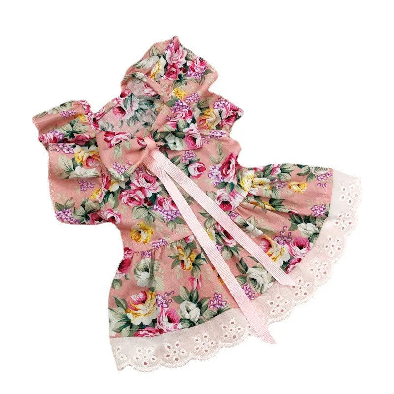 cute cotton flower bow knot pet clothing