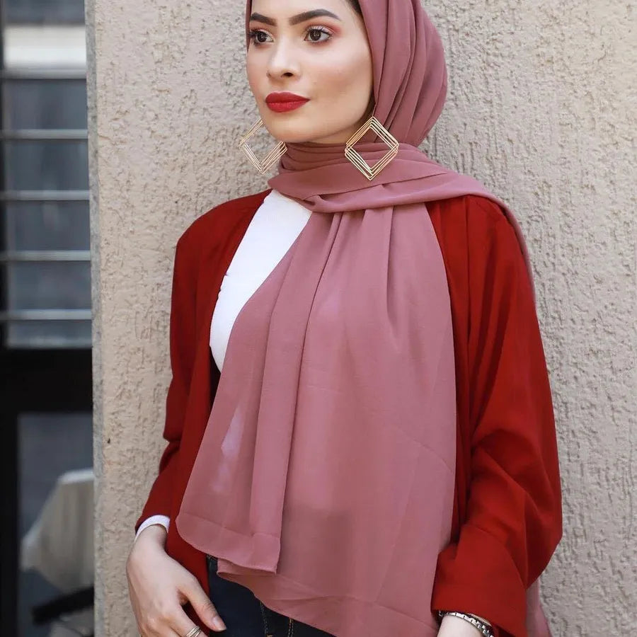 Women's Elegant Basic Solid Color Chiffon Silk Scarf