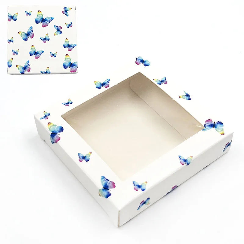 new square butterfly window false eyelash card paper box