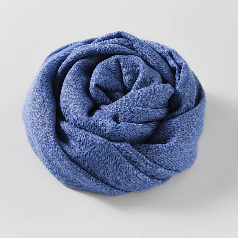 women's simple style solid color cotton and linen silk scarves