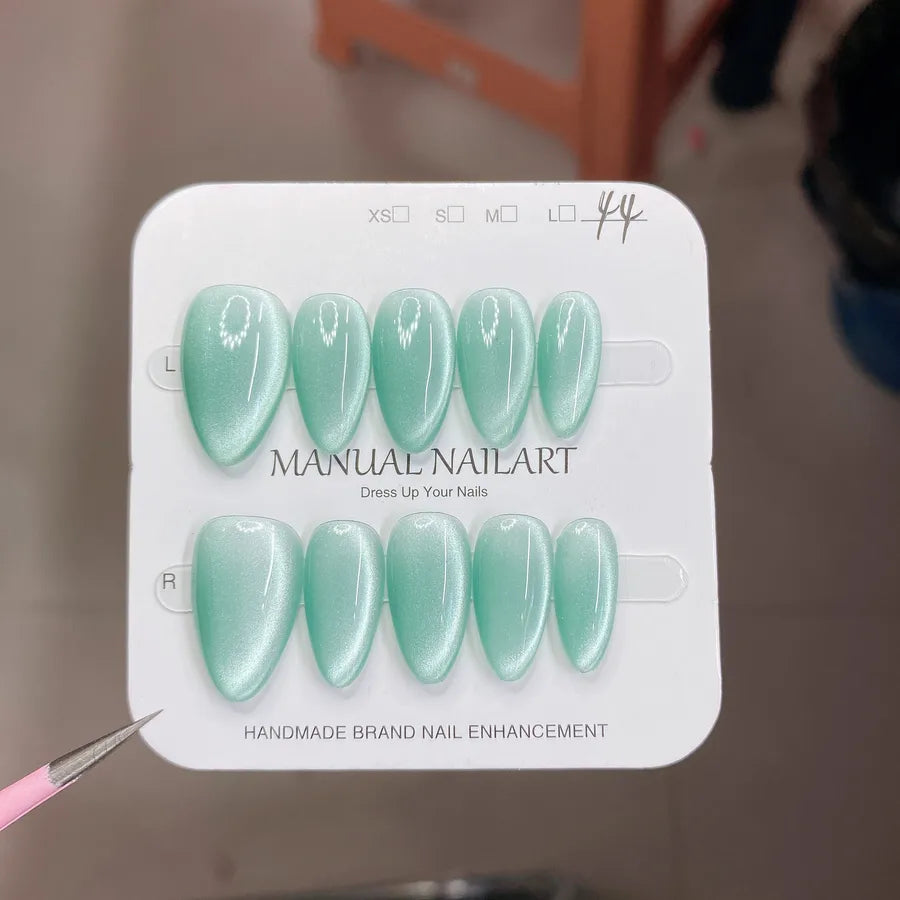 Handmade Wearable Nail Art Phototherapy Finished Product Sparkling Crystal Stone Cat's Eye Removable Starry Sky Pattern Simple Style