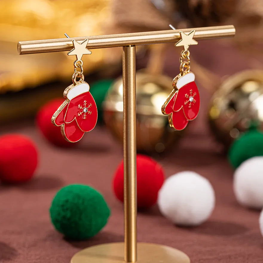 Christmas Theme Alloy Ear Cuff Drop Earrings New Products Small Pendant Diy Accessories Christmas Hat