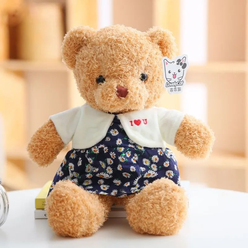 Wholesale sweater bear doll large pillow cute dressing teddy bear doll birthday gift girl plush toy
