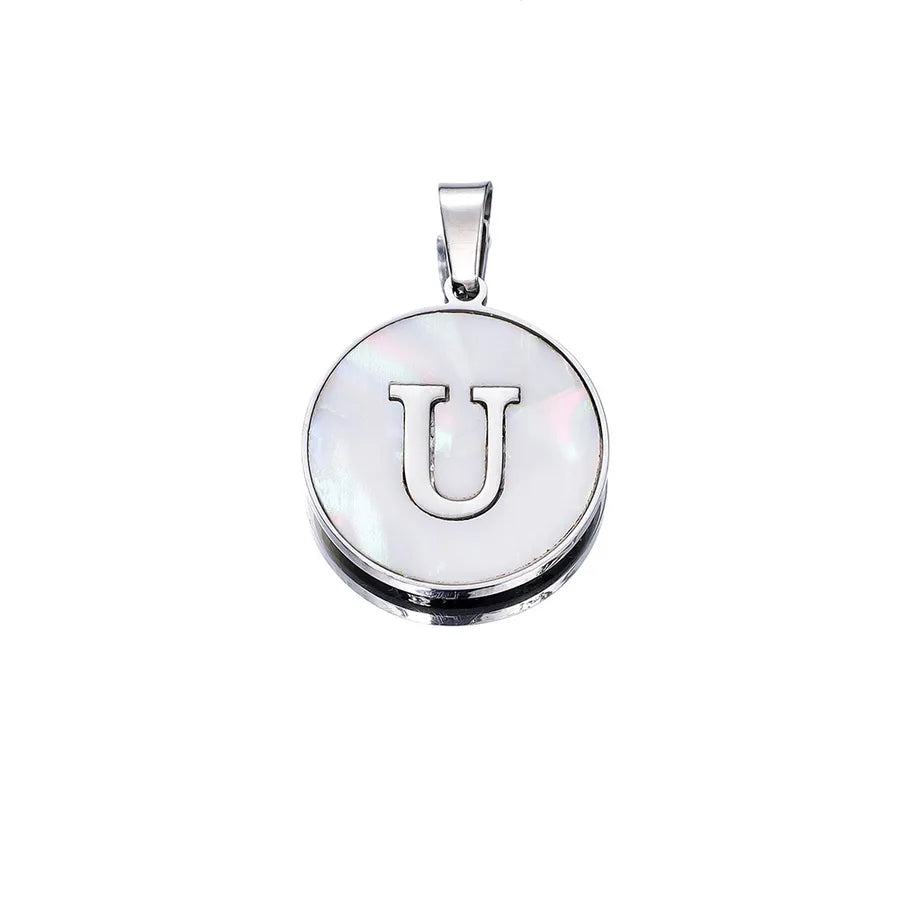 1 Piece 22mm Hole 4~4.9mm 304 Stainless Steel Fritillary Letter Pendant Jewelry Accessories