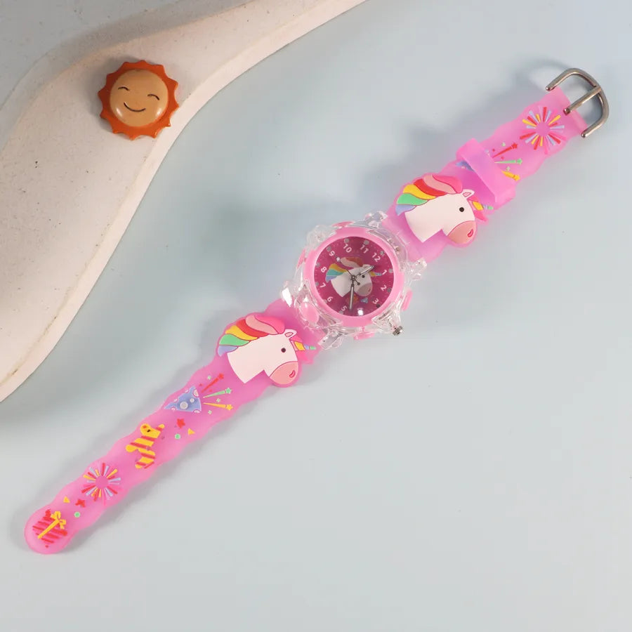 Children's Watch Creative Cartoon Quartz Color Shell Luminous Series Watch Primary School Boys and Girls 3D Viscose Watch