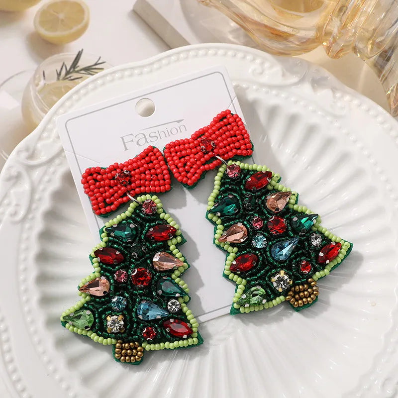 Handmade Christmas Tree Pumpkin Snowflake Earrings Women's Festive Atmosphere Sensation Ear Jewelry Holiday Flower Design