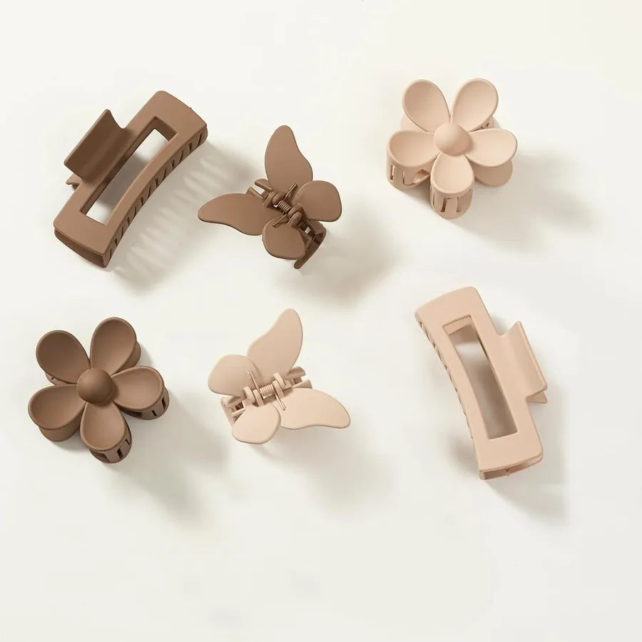 Hot Barrettes Milk Tea Color Hair Accessories Simple Geometric Shark Clip Back Head Updo Hair Clip Barrettes Wholesale