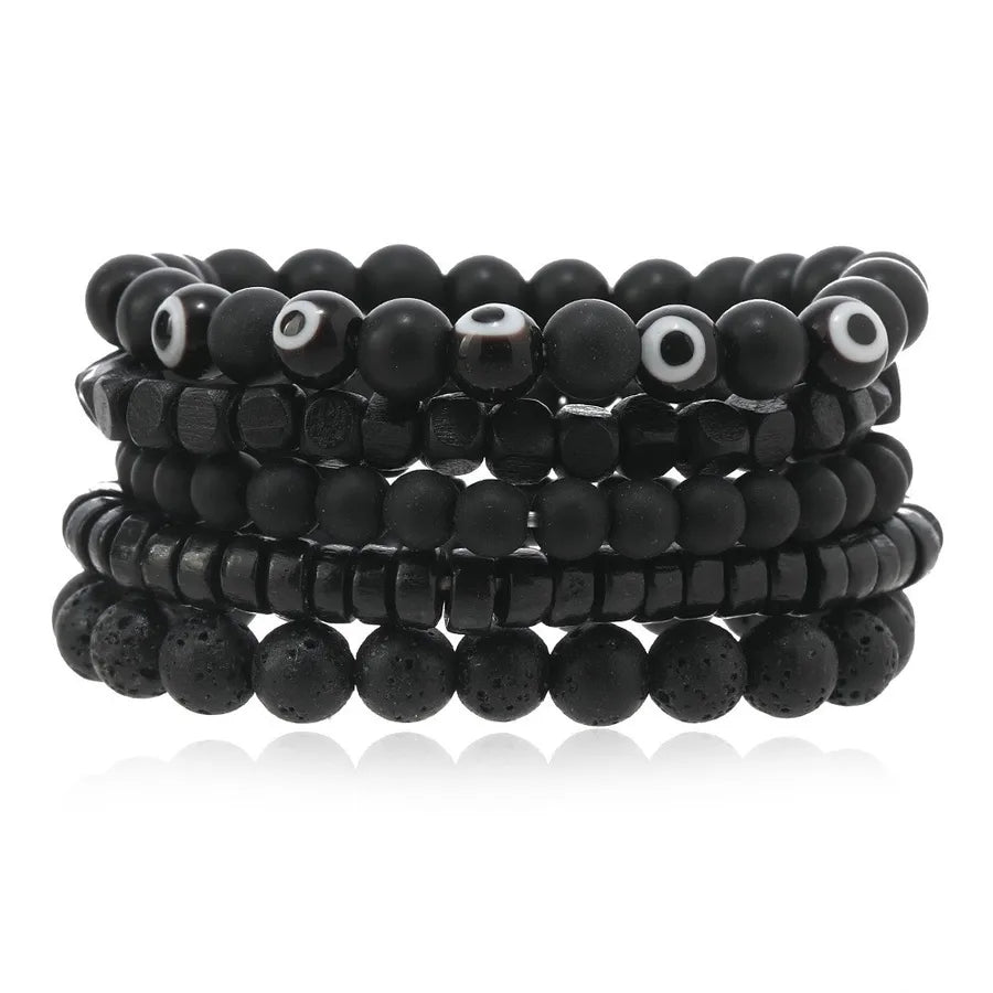 Retro Round Wood Beaded Men's Bracelets