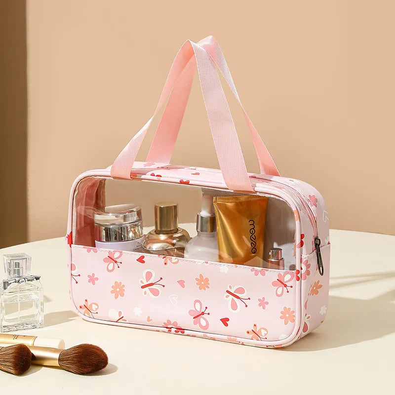 cute pastoral solid color pu leather makeup bags