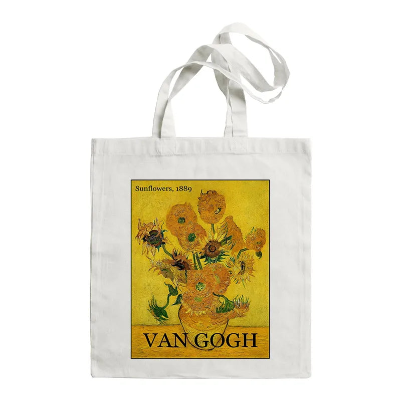 women's retro oil painting shopping bags