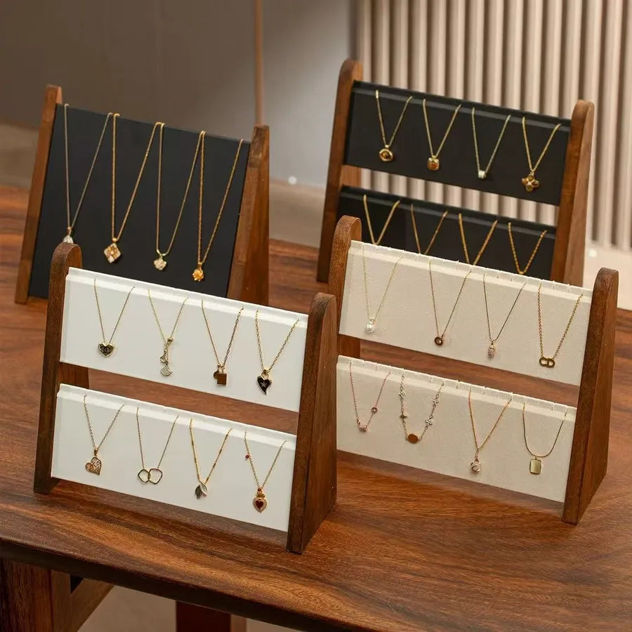 Walnut Wooden Slope Display Stand Jewelry Earring Storage Rack Bracelet Watch Organizer Modern Simple Style Home Decor