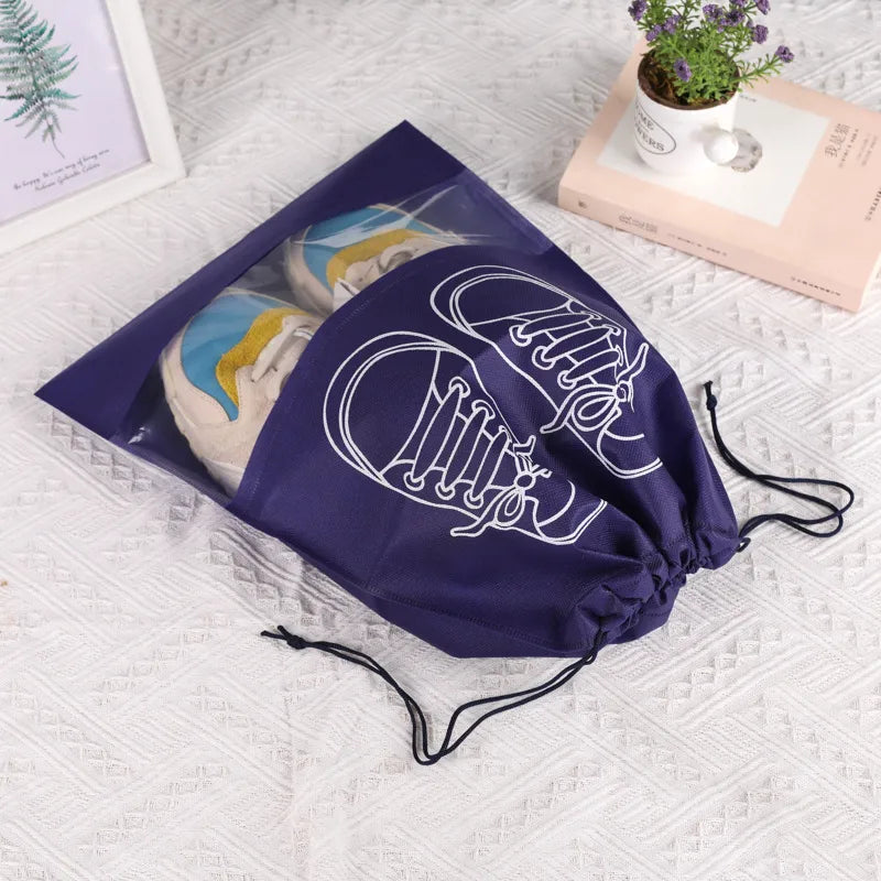 Spot Non-woven Shoe Bag Travel Dustproof Bundle Pocket Clothes Shoes Storage Bag Seasonal Shoes Drawstring Bag Household