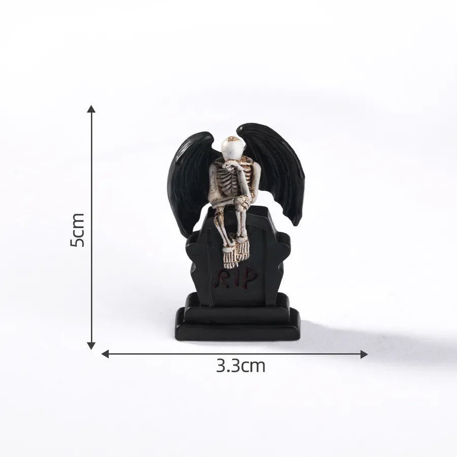 New Halloween Skeleton Bat Doll Diy Decorative Accessories Miniature Landscape Small Ornaments Resin Crafts Cartoon Style