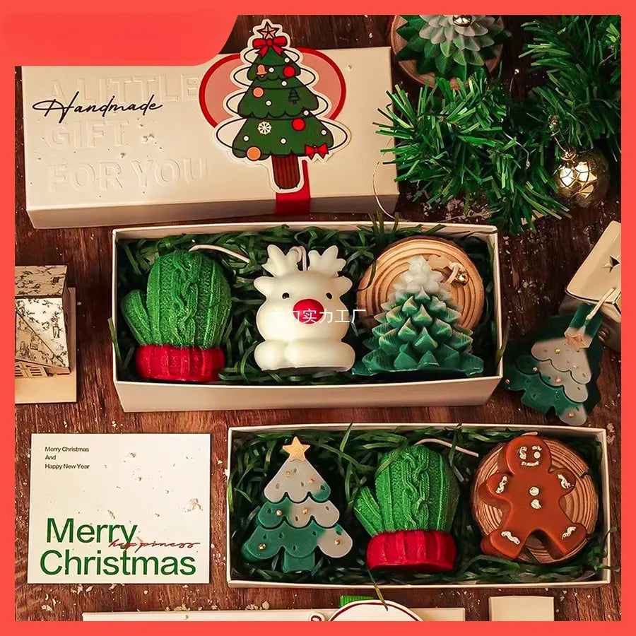 Cartoon Christmas Gift Box Creative Birthday Present Beautiful Resin Candle Souvenir Ideal For Christmas Small Gifts