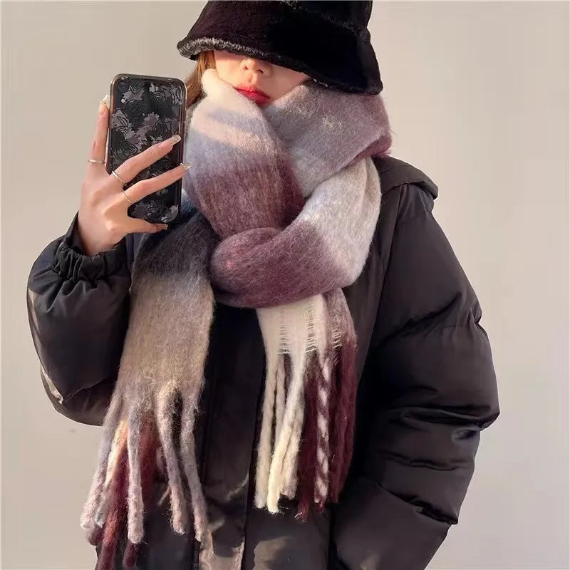 Unisex Casual Simple Style Classic Style Lattice Imitation cashmere Scarf