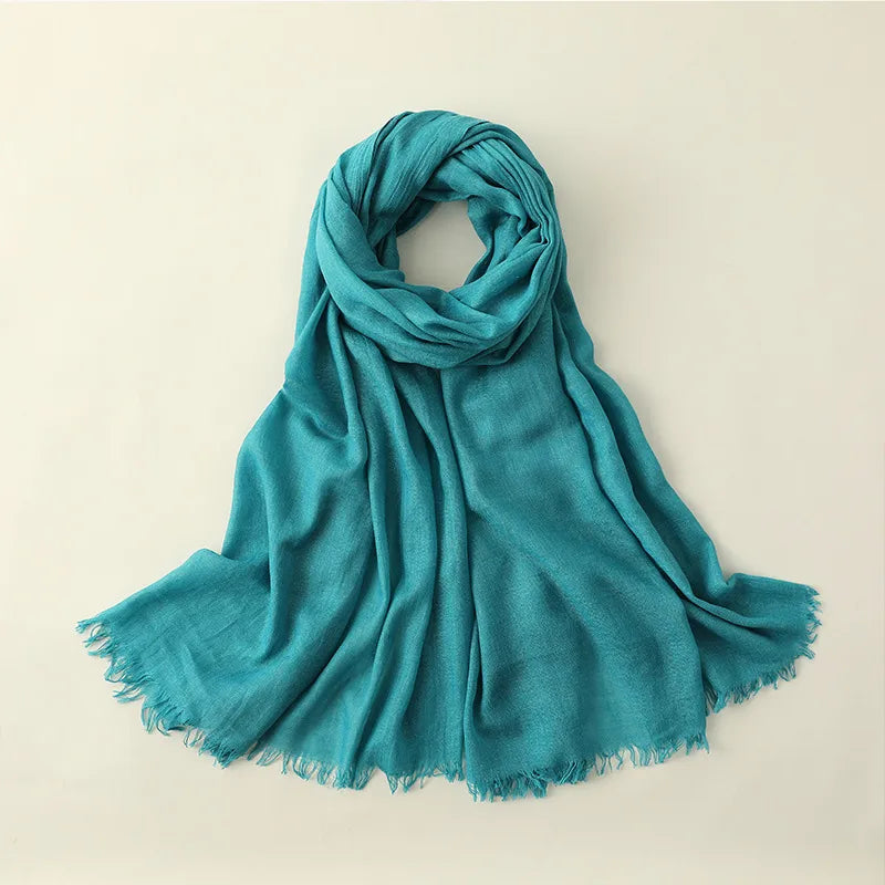 women's simple style solid color cotton and linen silk scarves