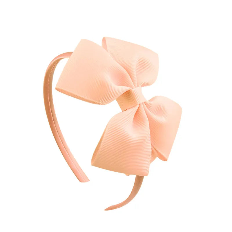 Popular Kidsren's Pure Color Ribbed Rainbow Bow Head Buckle Small Fresh Versatile Girl Headband Hot Sale
