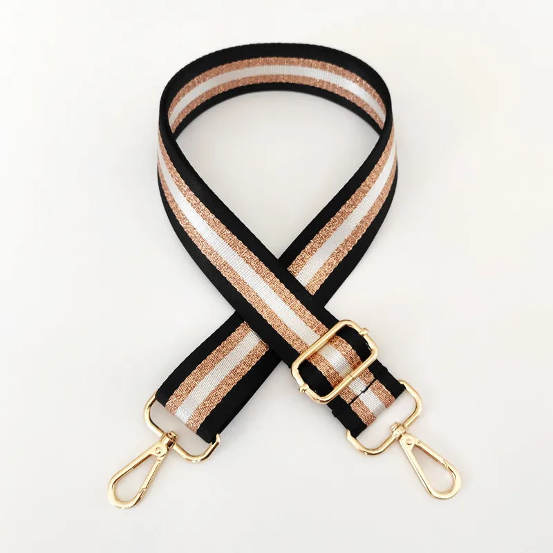 new colorful nylon wide shoulder strap bright gold thread purse accessories strap adjustable shoulder crossbody replacement long strap
