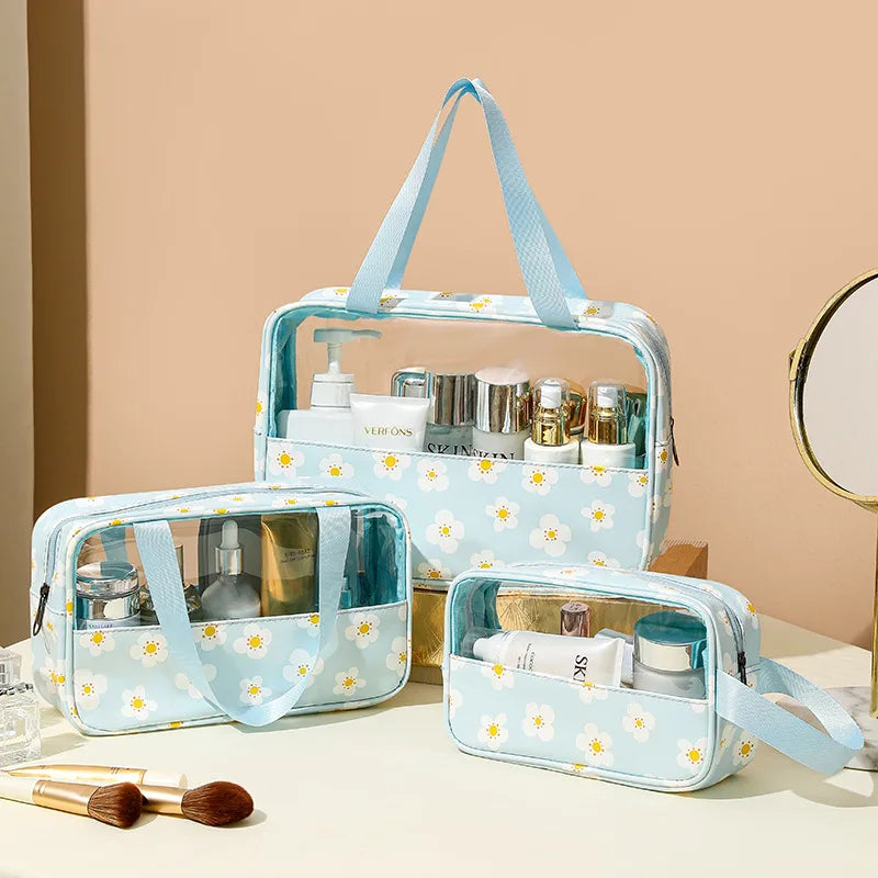cute pastoral solid color pu leather makeup bags