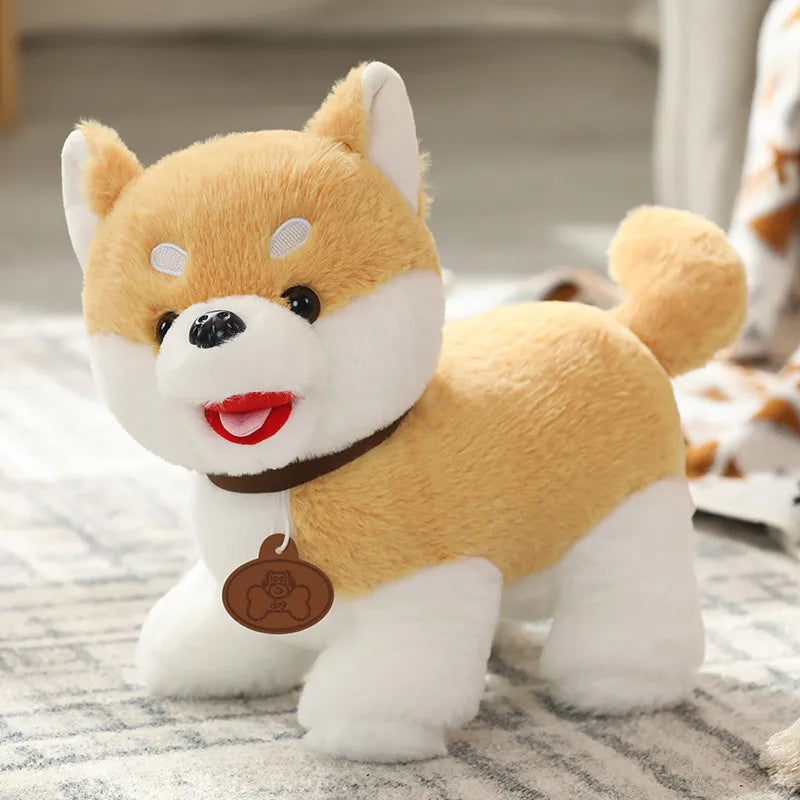 Small Size Teddy Shiba Inu Pomeranian Plush Dolls Realistic Dog Toy Soft PP Cotton Sleeping Companion Dolls For Children