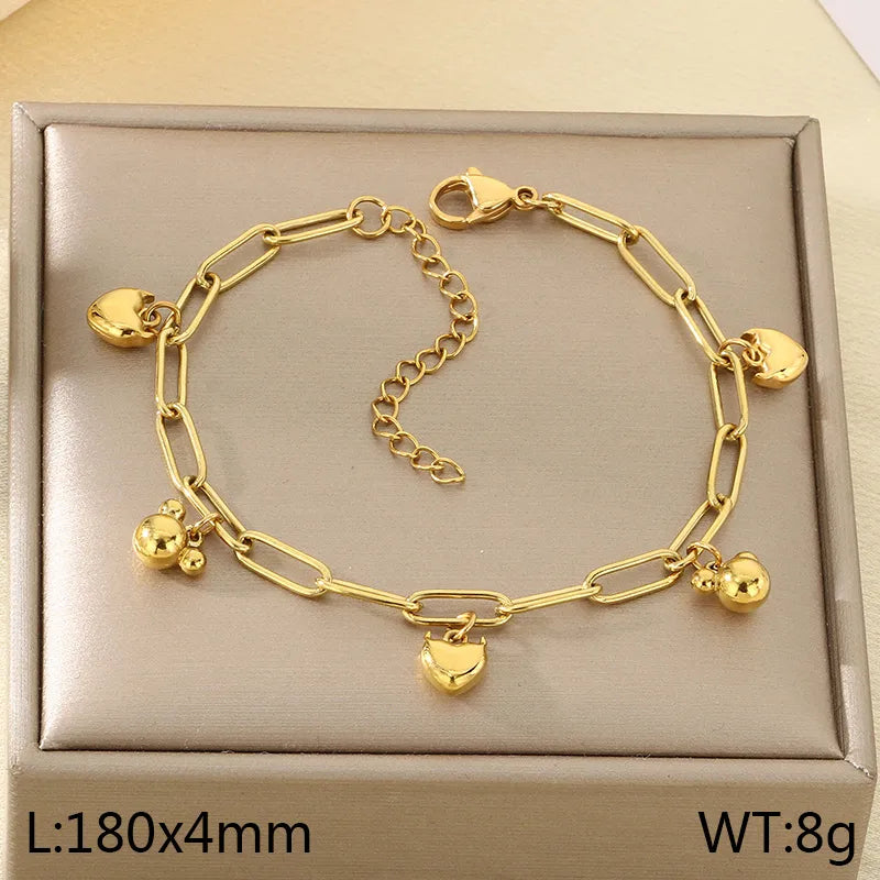 IG Style Vintage Style Cherry Ocean Butterfly 304 Stainless Steel 18K Gold Plated Paperclip Chain Bracelets In Bulk