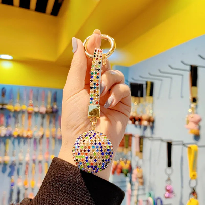 Creative Gift New Crystal Ball Car Keychain Glittering Diamond Ladies Handbag Pendant Christmas Valentine's Day New Year