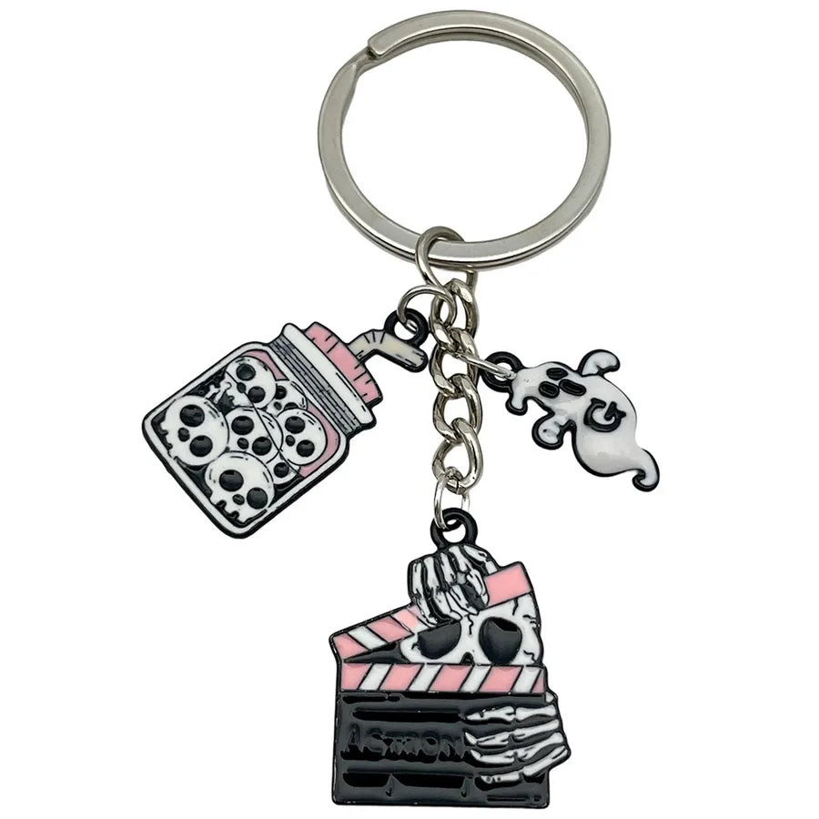 Halloween Ghost Cartoon Couple Car Keychain Pendant Ring Creative Personalized Alloy Bag Decorations Small Hanging Ornaments