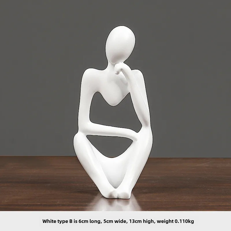 Creative Nordic Mini Abstract Left Thinking and Right Imaginers Little Golden Man 13cm Personalized Home Decoration Ornaments