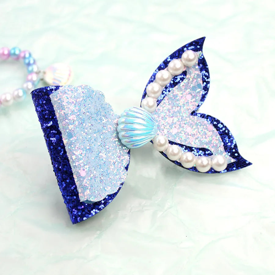 Amazon's Hottest Mermaid Princess Glitter Bow Shell Pearl Children's Girl Cute Hairpin